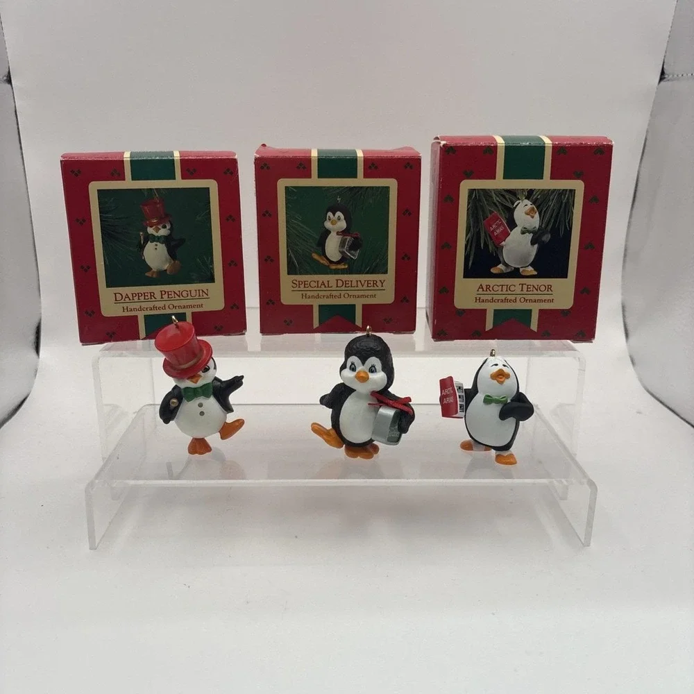 Vtg~Lot of 3~Hallmark Ornaments~Artic Tenor/Special Delivery/Dapper Penguin